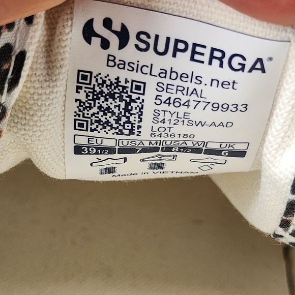 SUPERGA sneakers shoes leopard print black white cream SIZE W 8½ M 7 - Picture 8 of 10